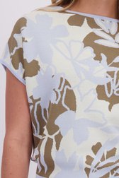 Détail de Pull jacquard à motif floral bleu clair et kaki de Libelle pour Femmes