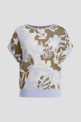 Photo produit 1 de Pull jacquard à motif floral bleu clair et kaki de Libelle pour Femmes