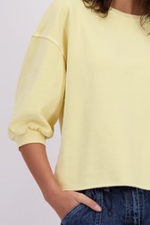 Détail de Pull jaune clair à manches 3/4 de Louise pour Femmes