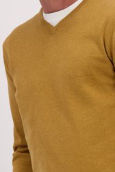 Détail de Pull jaune ocre avec col en V de Dansaert Blue pour Hommes