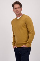 Le devant de Pull jaune ocre avec col en V de Dansaert Blue pour Hommes