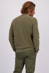 Le dos de Pull kaki à col rond de Ravøtt pour Hommes