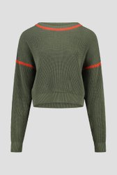 Pull kaki avec détails orange de AC by Annelien Coorevits pour Femmes
