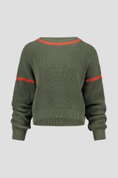 Pull kaki avec détails orange de AC by Annelien Coorevits pour Femmes