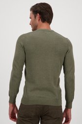 Pull kaki fin avec col en V de Michaelis pour Hommes