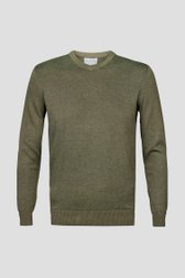 Pull kaki fin avec col en V de Michaelis pour Hommes