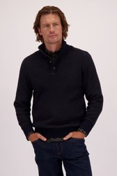 Vidéo de Pull bleu chiné à col montant de Ravøtt pour Hommes