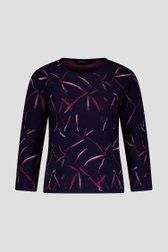 Pull marine avec motif bordeaux de Claude Arielle pour Femmes