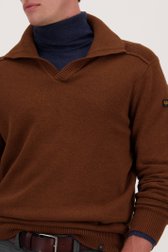 Pull marron avec col de Ravøtt pour Hommes