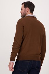 Pull marron fin avec col en V de Dansaert Black pour Hommes