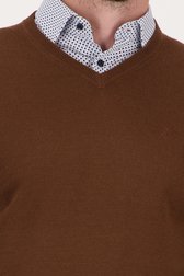 Pull marron fin avec col en V de Dansaert Black pour Hommes