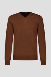 Pull marron fin avec col en V de Dansaert Black pour Hommes