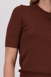 Pull marron foncé à col rond et manches courtes de D'Auvry pour Femmes