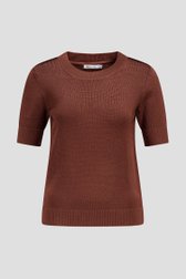 Pull marron foncé à col rond et manches courtes de D'Auvry pour Femmes