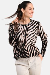 Pull noir à imprimé animalier beige/écru de Bicalla pour Femmes