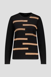 Pull noir à motif beige de Signature pour Femmes