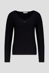 Pull noir avec col en V de Liberty Island pour Femmes