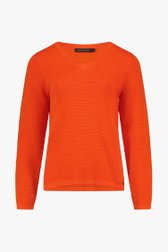 Pull orange-rouge en tissu côtelé de Claude Arielle pour Femmes