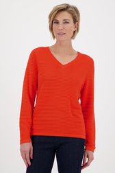 Pull orange-rouge en tissu côtelé de Claude Arielle pour Femmes