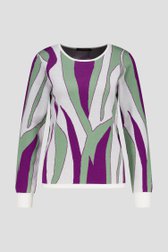 Pull-over écru à imprimé violet-vert de Claude Arielle pour Femmes