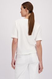 Pull-over écru avec fleur pailletée rose kaki de More & More pour Femmes