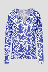 Pull-over écru avec impression de feuilles bleues de Bicalla pour Femmes