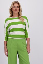 Le devant de Pull rayé blanc et vert de Libelle pour Femmes