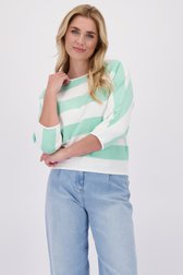 Le devant de Pull rayé blanc-vert de Libelle pour Femmes