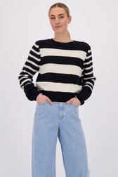 Le devant de Pull rayé bleu marine et écru de Marc O'Polo pour Femmes