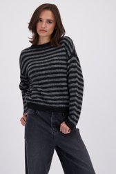 Le devant de Pull rayé noir et gris de JDY pour Femmes