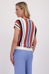 Le dos de Pull rayé orange et bleu à manches courtes de Claude Arielle pour Femmes