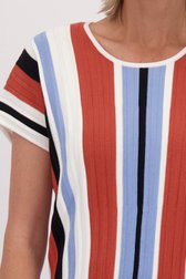 Détail de Pull rayé orange et bleu à manches courtes de Claude Arielle pour Femmes