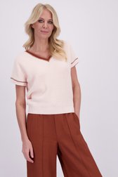Le devant de Pull rose à manches courtes de AC by Annelien Coorevits pour Femmes