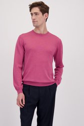 Le devant de Pull rose en laine mérinos à col rond de Matinique pour Hommes