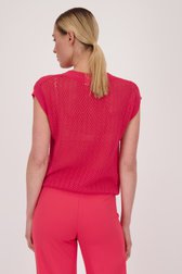 Pull rouge à motief ajouré et manches courtes de Liberty Island pour Femmes