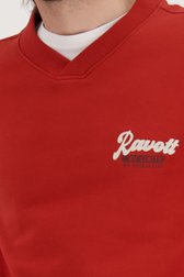 Pull rouge avec col en V  de Ravøtt pour Hommes