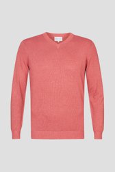 Pull rouge corail avec col en V de Michaelis pour Hommes