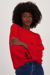 Pull rouge en maille à manches 3/4	 de Geisha pour Femmes