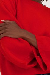 Pull rouge en maille à manches 3/4	 de Geisha pour Femmes
