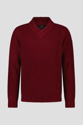 Pull rouge foncé avec motif tricoté fin	 de Ravøtt pour Hommes