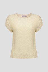 Pull sans manche beige avec paillettes dorées de Geisha pour Femmes