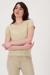 Pull sans manche beige avec paillettes dorées de Geisha pour Femmes
