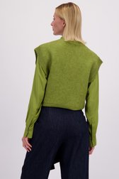 Le dos de Pull sans manches à carreaux verts de More & More pour Femmes