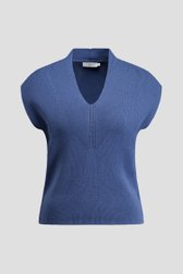 Photo produit 1 de Pull sans manches bleu avec col en V de Liberty Island pour Femmes