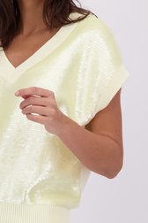 Détail de Pull sans manches jaune à paillettes de Louise pour Femmes