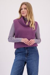 Le devant de Pull sans manches violet à col roulé de Libelle pour Femmes