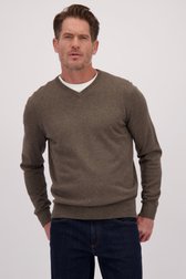 Le devant de Pull taupe avec col en V de Dansaert Blue pour Hommes