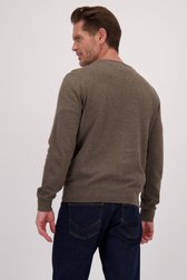 Le dos de Pull taupe en coton à col rond de Dansaert Blue pour Hommes