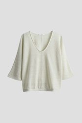 Pull tricot vert-blanc avec manches chauve-souris de Opus pour Femmes
