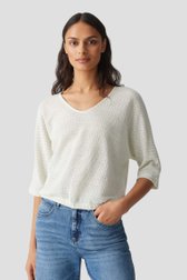 Pull tricot vert-blanc avec manches chauve-souris de Opus pour Femmes
